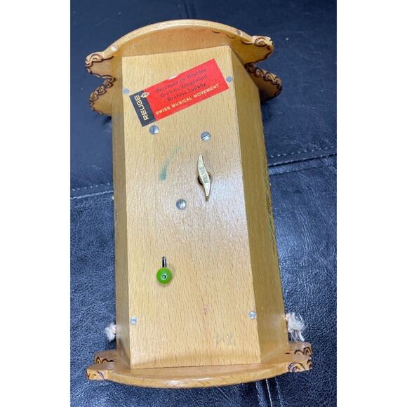 RARE Reuge Hand Painted Rocking Musical Doll Cradle Brahms Lullaby Swiss Works - Picture 8 of 12